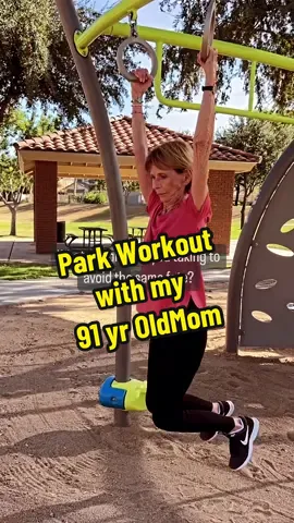91 YEARS YOUNG and Powering through a Park Workout! My mom's routine is a testament to the exercises we should all embrace for a life of independence and vitality . How do you envision maintaining your own strength and independence as you age?  My mom began her regular fitness journey at 65, proving it's never too late to start ! #91 #aginggracefully #homeworkouts #seniorfitness #nevertoolate #mymom #fitnessgoals #goals #agingstrong
