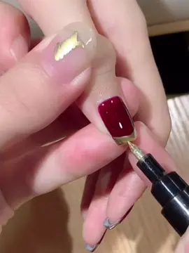 Gold marker for nails #nails #trendnail2023 #nailart #nailtutorial #nailtech #naildesigns #diynailsathome #rednails 
