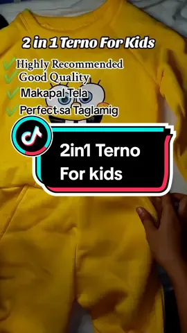 2in1 Terno For kids (0-12 years old) High Recommended talaga to mga sis! Ang kapal ng tela nito Perfect sa malamig na panahon ngayon. Check out na kayo 😊 #fyp #2in1terno #spongebobterno #spongebobternokids #hoodieterno 