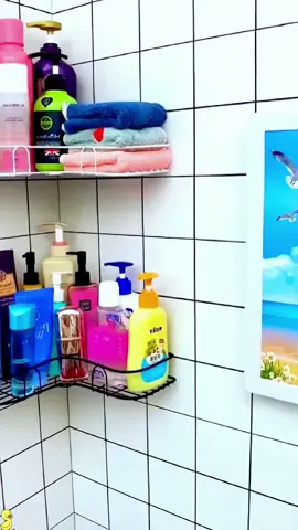 Bathroom triangle storage rack bathroom wall-mounted punch-free triangle storage storage rack#TikTokHalloween #halloween2023 #LearnItOnTikTok 