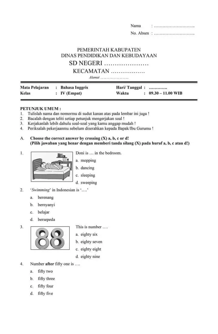 Soal, kunci jawaban, kisi-kisi sumatif akhir semester 1 kelas 4 kurikulum merdeka B. Inggris Download KLIK LINK DI BIO  #belajarsemester #kelas4palingseru #sumatif #bahasainggrisdasar #english #sumatifakhirsemester #semesterakhir #soal #sas 