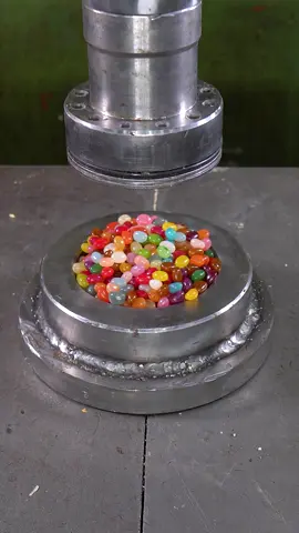 Jellybean Colorful Crush Under the Worm Maker! 🌈🍬💥 #asmr #viral  #HydraulicPress #satisfying 