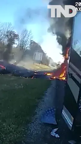 Body camera footage shows a fiery bus crash on an Ohio state highway. A 5 vehicle crash killed 6 people including members of a high school band from Ohio. #buscrash #fiery #ohio