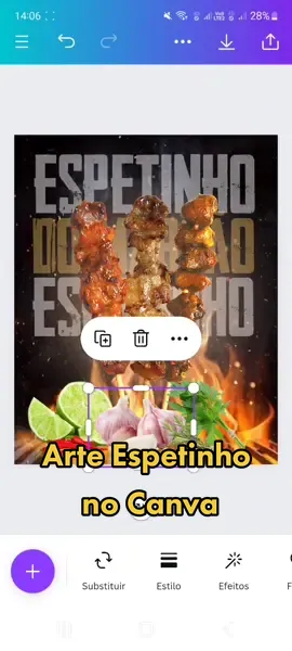 🔥Arte Espetinho no Canva #espetinho #churrasco #churrascaria #limao #alho #fogo #pimenta #alecrim #artenocanva #canva2023 #carne 