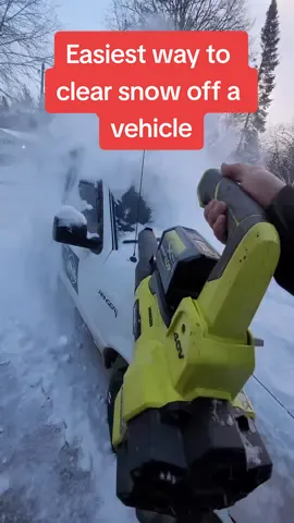Easiest way to clear snow off your vehicle, use a leaf blower #toollife #toolstoday #tooltips #snow #snowremoval #snowclearing #winter #ryobi #leafblower #carpentrytips #toolsofthetrade 