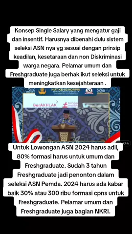 Kawal terus 30% atau 300 ribu formasi CPNS untuk Freshgraduate di Pemda. ASN adalah hak semua warga negara. jangan diam melihat regulasi penguasa jangan sampai menutup rezeki kita sebagai pelamar umum dan Freshgraduate. Suarakan apa yang menjadi hak kita. #kawalformasicpns2024 #cpns #singlesalary #nepotismeasn #seleksiasntidakadil #cpnspemda2024 #lawankezoliman #seleksiasnbersih #persaingansehatasn