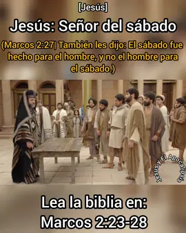 Parte 119| Marcos:2   [23] Aconteció que Jesús pasaba por los sembrados en sábado, y sus discípulos se pusieron a caminar arrancando espigas. [24] Los fariseos le decían:  Mira, ¿por qué hacen en los sábados lo que no es lícito? [25] Y él les dijo:  ¿Nunca han leído qué hizo David cuando tuvo necesidad y pasó hambre él y los que estaban con él; [26] cómo entró en la casa de Dios, siendo Abiatar sumo sacerdote, y comió los panes de la Presencia, y aun dio a los que estaban con él; cosa que no es lícito comer, salvo a los sacerdotes? [27] También les dijo  : El sábado fue hecho para el hombre, y no el hombre para el sábado. [28] Así que el Hijo del Hombre es Señor aun del sábado.  #jesús #jesúsdenazaret #mesías #jesucristo #cristo 
