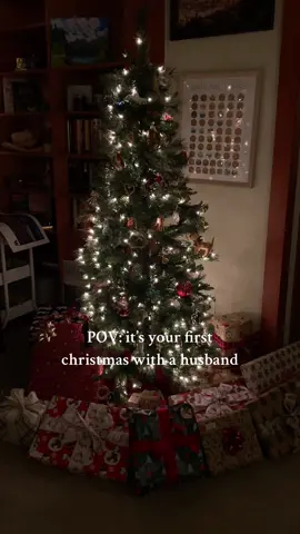 Don’t look too close at our tree #christmas #christmastree #christmasdecor #couple #marriedlife 