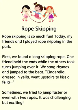 Rope Skipping #ropeskipping #fungame #friends #inthepark #fyp #foryoupage #fory #english #englishlesson #learnenglish #englishstories #englishtiktok #dailyenglishpractice #LearnOnTikTok #dailyenglish 