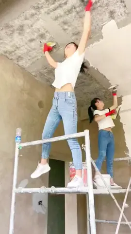 ai yêu 2 chị em cô gái sơn bả không #xuhuong #construction #xâydựng #thợ_xây 