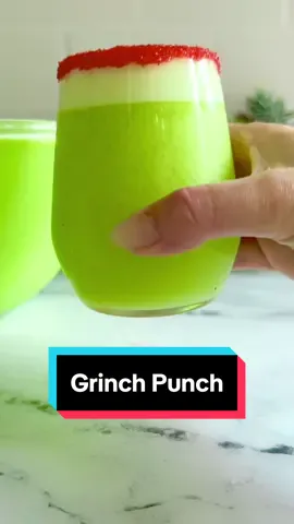 Grinch Punch recipe (non-alcoholic Grinch #mocktail for Christmas) #LifeOnTikTok #fabeveryday #EasyRecipes #christmasrecipe #holidayparty #grinchmas #mocktails 