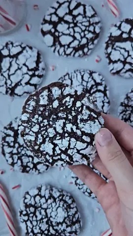 Chocolate Peppermint Crinkle Cookies 🍬❄️🍫 #holidaybaking #christmasbaking #christmascookies #christmas #crinklecookies #chocolatepeppermint #chocolatecrinklecookies 