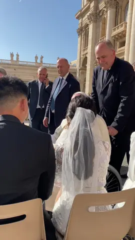 Sposi Novelli Pope Blessing! Best day ever 🙏🏽 #newlyweds #newlywed #italy #italy🇮🇹 #italia #pope #vatican #sposinovelli #catholic #catholictiktok #wedding #weddingtiktok #travel #traveltiktok #stpetersbasilica #stpeterssquare 