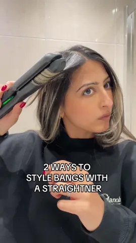 2 easy ways to style your bangs with a straightner. The first style gives you volume from the root and the second look is flatter from the root but with a nice loose curl that frames the face evenly and gives it that nice swoop! Using the @CLOUD NINE HAIR flat iron straightner #hairtok #hairtips #howtostylebangs #bangsstyle #howtostyleafringe 