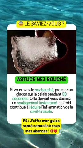 Astuce pour nez bouché 👃🏼 #santé #conseils #conseilsanté #santénaturelle #remede 