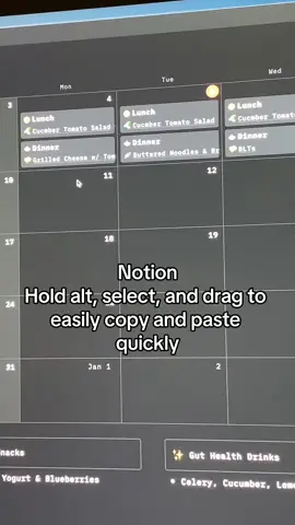 This makes cooying and pasting in Notion quick and easy! Grab this meal planner free at spec on a speck #notion #notiontemplate #notiontipsandtricks #notiontour #notiontutorial 