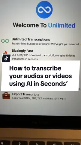 Transcribe audio using AI. How to transcribe your audio files like MP3 or MP4 or videos like MOV or WAV files using AI. Turboscribe AI will transcribe your videos in seconds! #aitranscriptions #aitranscribe #audiotranscription #audiotranscribing #videotranscription #ai #freeai 