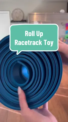 This roll up racetrack toy is so much fun! The 15 foot track is flexible and has two lanes so your kids can race their favorite little cars! Share with someone who would love this! #toysforkids #amazonkids #toycars #MomsofTikTok #toddlertoys #toddlermom 