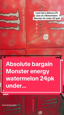24 cans of watermelon monster energy drink sugar free for under 20 quid is a huge saving!  . . #bargaingrabs #bargaingrabsuk #moster #mosterenergy #monsterenergydrink #monstersugarfree #sugarfreemonster #bulkbuy #drinktok #festivesale #tiktokmademebuyit #sugarfreemonsterenergy #zerosugar #monsterultra #monsterultrawatermelon  #watermelon 