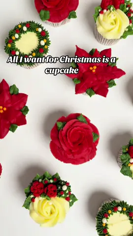 All i want for Christmas is a floral cupcake!  Dm me or head over to our instagram to order #christmas #flowercupcakes #meltingmemories #cupcakes #flowercupcakebouquet #christmascupcakes #christmastiktok 
