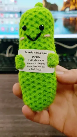 So good#emotionalsupport #knitteddoll #pickles #fyp #tiktokshop #pickledcucumber 