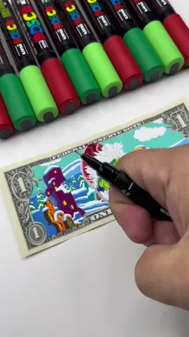 Drawing the Grinch and Whoville on a dollar 💵✍🏼 #rmdesigns15 #merrychristmas #grinch #dollarart #posca #grinchmas 
