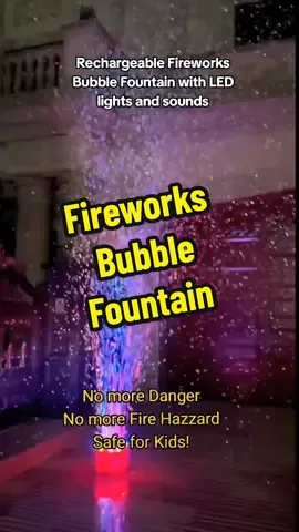 Fireworks Bubble Fountain for New year! Reusable! just refill with bubble solution, With LED Dancing lights and built-in fireworks sounds. Rechargeable or Battery operated (depending on model) #fireworks  #bubblemachinefireworks 