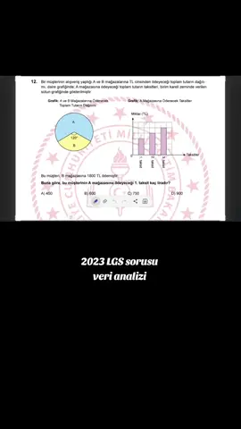 2023 LGS veri analizi sorusu #8sınıflar #8 #zkuşağı #lgsyehazırlık #lgsyedoğru #soruçözümü #dairegrafiği #verianalizi #matematik #lgsmatematik #lgs2024 #LGS #sütungrafiği 