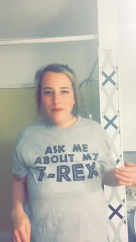 Ask me about my T-Rex 🦖——————————————- #thrifted #Thrift #guysfrenchys #thriftfinds #theiftstore #tyrannosaurusrex #dinosaur #dinosaurs #dino #trex #funshirts #fyp #foryoupage #harryandhisbucketfullofdinosaurs #seritoninboost 