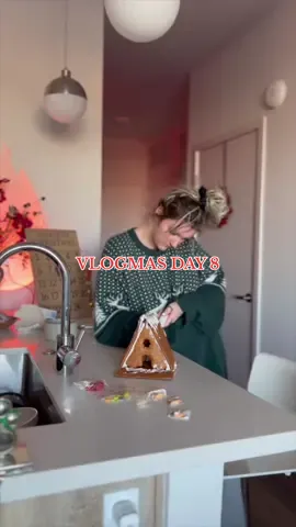 i will be back in my christmas sweater to finish building our gingerbread house, the frosting needed to dry and i most definitely started building it wrong 😅 #vlogmas2023 #dayinmylife #gingerbreadhouse #realisticdayinthelife #christmascountdown 