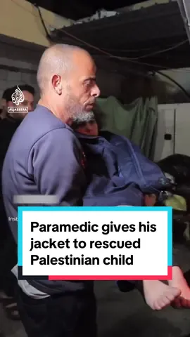 This video was taken at Kuwait Speciality Hospital in #Rafah where a paramedic gave his jacket to an injured #Palestinian child after she was rescued from #Israeli shelling. #Israel #Gaza #news 
