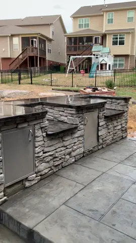 Backyard transformation  #outdoorlivingspace #grillstation #middletn #homebuilding #construction #contractor #concrete #stampedconcrete 