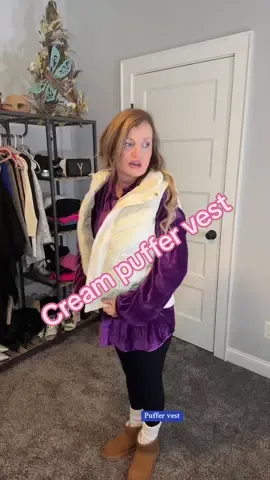 Cozy comfortable look with the puffer vest 💗🤩 #CozyStyle #fashionicontts #fashionover50  #genxfashion  #genx #tiktokshopaffiliate #tiktokshop #starfashion #TTSACL #winterfashion #puffervest 