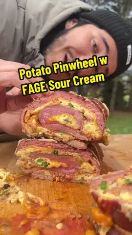 Loaded Potato Steak Pinwheel with @FAGE #FAGE #Homegating #ad
