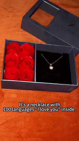 Flower Box with Projection Necklace express your love in 100 languages💕❤️  Gift idea for her! #tiktokshopblackfriday #tiktokshopcybermonday #giftideas #ValentinesDay #christmasgift #fypツ #fyp #soufeeljewelry #necklace #giftforher 