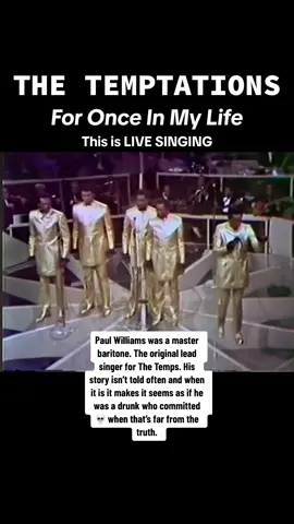 Paul Williams was an African American baritone singer. He was noted for being one of the founding members and original lead singer of the Motown group the Temptations. He isnt given enough credits for his contributions to not only the group but the music world.  #foryou #temptations #thetemptations #paulwilliams #foronceinmylife #paulwilliamsthetemptations #music #throwback #livesinging #christianpayton #christianpaytonpaulwilliams #throwbacksongs #motown #motownrecords #1960s #1970s #fypシ #viral #classic #musictok #sing #singing #singer #baritone #baritonesinger #baritonesingersfyp #paul #blackmusicmonth #steviewonder #detroit #detroitmusic #alabama #rnb #rnbsoul #rnbmusic #soulmusic #standard #standardmusic #theatremusic #theatretiktok #livemusicconcert #concert #musicconcert #liveconcertseries #livemusicians #musicians #musiciansoftiktok #thetemptationsmovie #thetemptationsbelike #thetemptationsacapella #thetempintemptations #thetemps #paul #paulwilliam #paulwilliamsofficial #choreography #choreographer #blackchoreographer #blackchoreographers #dancer #dancersoftiktok #dancing #choreographychallenge #paulwilliamsthetemptations #thetemptationsforonceinmylife #paulwilliamsforonceinmylife #thetemptations🎶👀❤️ #fyp 