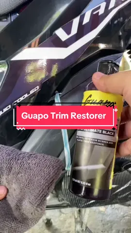 Sagot sa namumuting inner fairings. Guapo Trim restorer. Pwede lang pala to sa mga matte surface and matte black ang kulay na motor or sasakyan  #backtoultimateblack #trimrestorer #guapo #carcare 