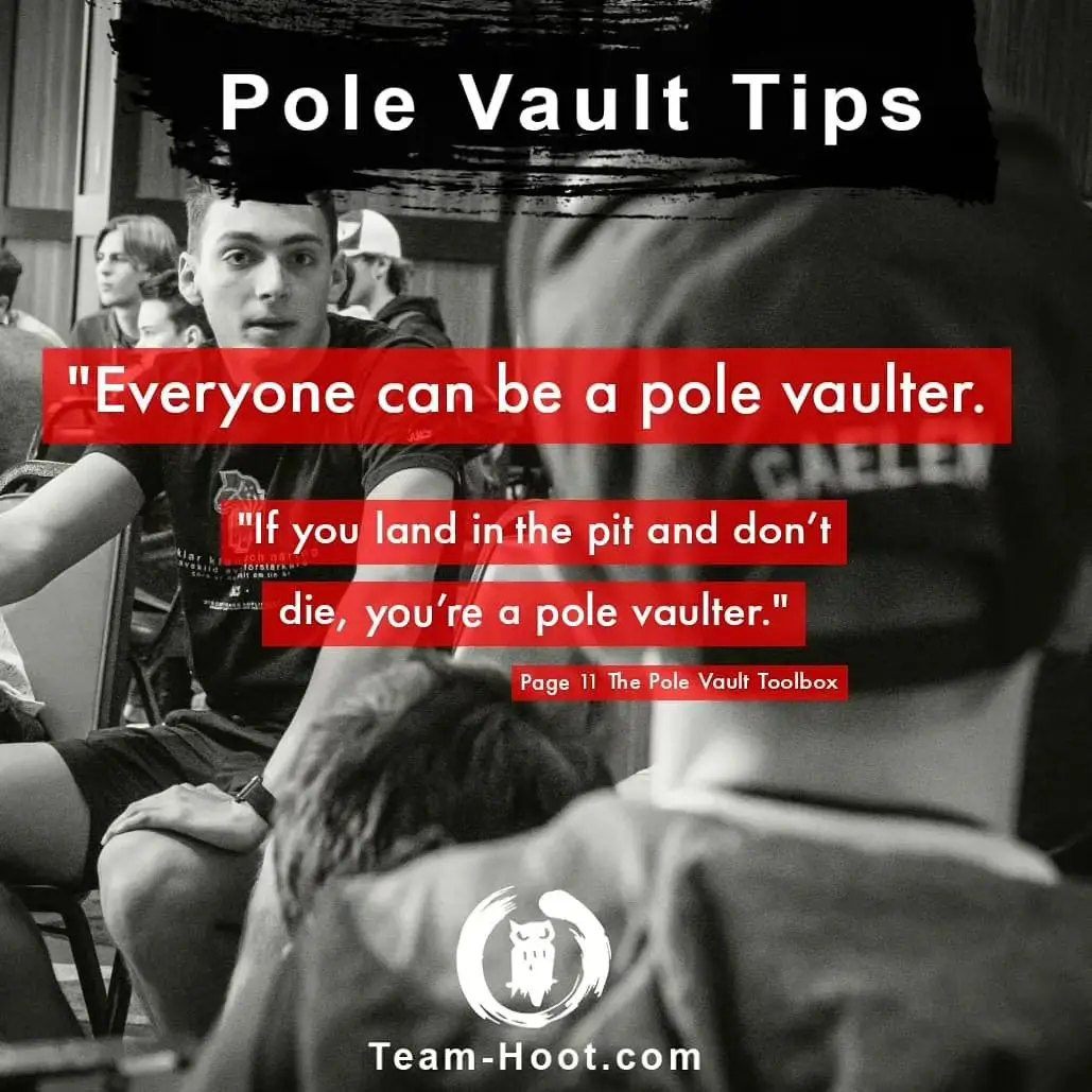 My only criteria for being a pole vaulter is that you land in the pit and survive to take another jump. I've seen 3 year old vaulters all the way up to 90 year old vaulters and everything in-between. And what do they all have in common? They're all trying to solve the pole vault puzzle. By getting a little deeper in the pit, holding a little higher, clearing that next bar etc. We all have that in common! With that said, you don't even have to vault to be a vaulter. I've known people who have never pole vaulted but helped people land in the pit and survive to take another jump.  To me, they're just as much a pole vaulter as the person running with a stick. Either way, we're all trying to solve this fun puzzle.  Try to keep this in mind. Whether you're jumping 19 feet or 3 feet, we're all on the same journey looking for that next puzzle piece. We all vaulters Shoot, There's room for everyone in the pole vault community! For more head over to Team-Hoot.com  #teamhoot #polevault #polevaulter #polevaulting #trackandfield #vault #polevaults #vault #vaulter #vaulting #athletics #sport #pole #coach #Fitness #fitnessmotivation #coaching #community