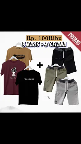 Bismillah Promo 🔥🔥 100 ribu dapat 3 setelan kaos dan 3 celana cowok 
