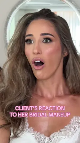 My bride Nat sat through an hour and a half of glam without looking. This was her first look 🫣💘 #clientreaction #bridalmakeup #makeupartist #reaction 