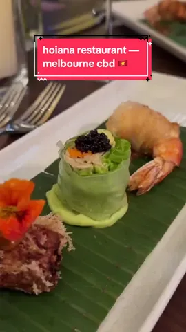 new fancy vietnamese restaurant in #melbourne cbd 🇻🇳💓 [AD]  📍 @Hoiana Restaurant  grilled scallop $14 ea the vietnam spring rolls $21 duck a l’orange $57 steamed king prawns in coconut milk $43 mango mille feuille $22 #melbournefood #melbournerestaurant #vietnamesefoodmelbourne 