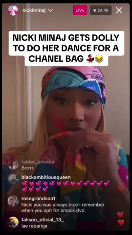 Nicki Minaj gets DOLLY to her dance for the BIGGEST CHANEL BAG 💃🏾😂 | IG LIVE 12/14/23 #nickiminaj #nickiminajedit #dance #dancingchallenge #nickiminajchallenge #pinkfriday2 #liluzivert #nickiminajvideos #iglives #iglive #instagram #instagramlive #livestream #everybodyremix #fypシ゚viral #foryoupage❤️❤️ #explorepage 