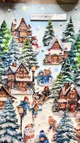 Winter Wonderland themed piece today ☃️❄️ I wish you an amazing weekend, and by the way, in case you also want to express yourself a little in creativity, all these pictures that I generated to create this spread you can find and download for free here 👇🏼:  https://linktr.ee/juzicrafts #asmr #christmas #scrapbooking #journaling #winter #winterwonderland 