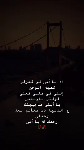 اه ياأمى لو تعرفى كميه الوجع إللى فى قلبى كنتى قولتى ياريتنى ياأبنى ماجيبتك ع الدنيا دى تتألم بعد رحيلى  رحمك الله ياأمى  🥀🥀#يامه #اكسبلور #فقدان_الام #viral #فاقده_اخت🥀💔 