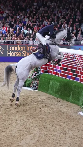 Guess how high this is!!! 🤯😬 #equestrian #puissance #horse #horsesoftiktok @LeMieux Products Official @LondonHorseShow 