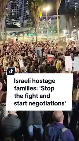 The families of hostages held in Gaza, former hostages and supporters gathered in Tel Aviv on Saturday to call on their government to stop the fighting and bring the hostages back. Hundreds of participants later marched towards the Kirya military base near Tel Aviv, where the war cabinet is holding a meeting. The families vowed to barricade themselves there until a new hostage release plan is presented. 