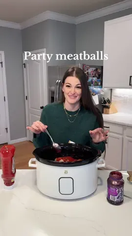 Have you tried these before? Great for a holiday party or potluck! #partymeatballs #potluckidea #potluckideas #crockpotmeatballs #crockpotrecipes #crockpotmeals #crockpotrecipe #DinnerIdeas #dinneridea #crockpot 