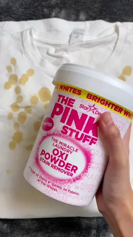 Stain on clothes? Use The Pink Stuff Oxi Stain remover and Oxi Powder White!!🤩🤩#thepinkstuff #thepinkstuffmalaysia #cleanwithpinkstuff #fyp #viral #thepinkstuffmalaysiaofficial #cleaningtiktok #cleaning #oxipowder #oxistainremover #goodthingstoshare #homegoods #goodthingstoshare #CelebrarDeMulherParaMulher 
