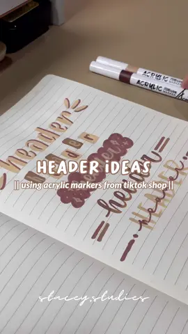 ✧･ﾟheader ideas part 10 || using acrylic markers from tiktok shop ✧･ﾟ~ 12 | 18 | 23 ~ ･ﾟ✧ #staceystudies #fyp #fypシ #headerideas #aesthetic #studytok 
