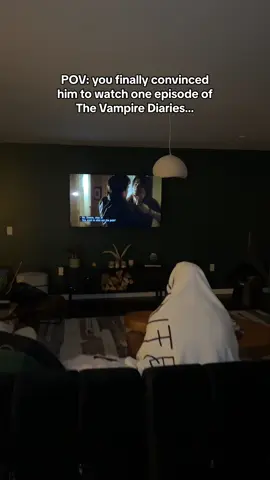 he didn’t want to watch with me at first…😆 @Matmitchfit #tvd #vampirediaries #vampirediariestvd 